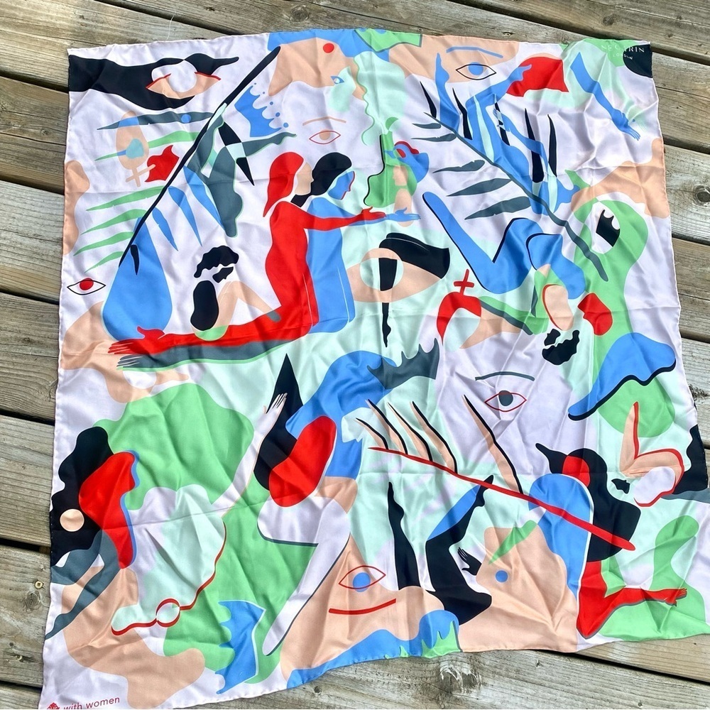 British FAITH SILK vibrant scarf/wrap w women’s Inspirational Religious vibe